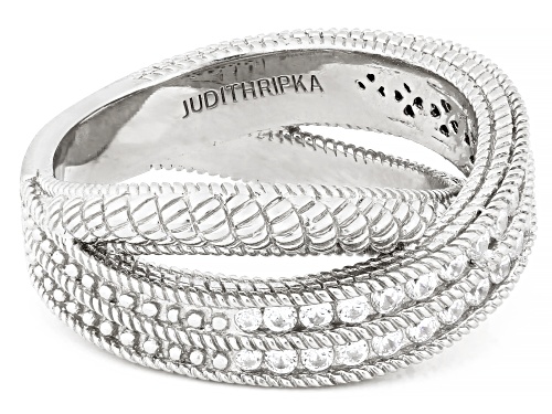 Judith Ripka 0.77ctw Bella Luce® Rhodium Over Sterling Silver Haute Bypass Ring - Size 10