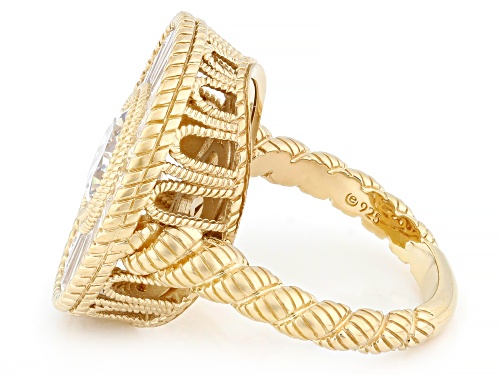 Judith Ripka 8.69ctw Mixed Shape White Bella Luce® 14k Yellow Gold Clad Pinwheel Ring - Size 10