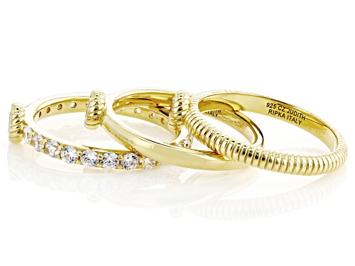 Judith Ripka 1.96ctw White Bella Luce® 14k Gold Clad Verona Set of 3 Stack Rings - Size 10