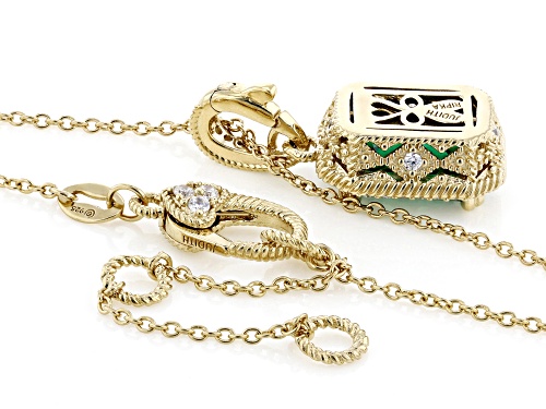 Judith Ripka 5.20ct Emerald Simulant & 0.63ctw Bella Luce® 14k Gold Clad Princess Enhancer/Chain