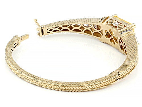 Judith Ripka 34.83ct Canary & 5.67ctw White Bella Luce® 14k Gold Clad Princess Bangle - Size 7