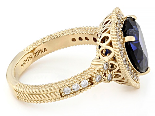 Judith Ripka 4.25ct Lab Created Sapphire with 0.78ctw Bella Luce® 14k Yellow Gold Clad Amour Ring - Size 11