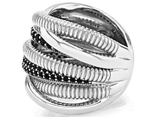 Judith Ripka 0.89ctw Black Spinel Rhodium Over Sterling Silver Jubilee 7 Band Highway Ring - Size 8