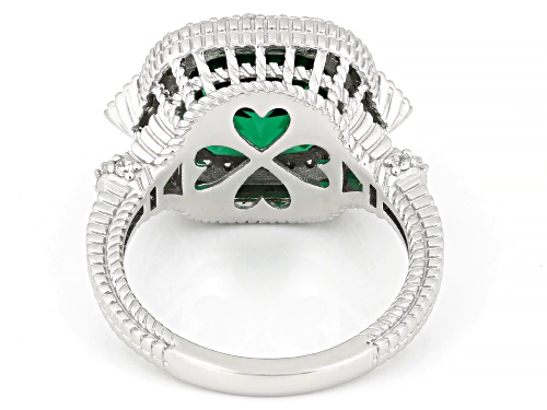 Judith Ripka 5.97ctw Emerald Simulant with 0.77ctw Bella Luce® Rhodium Over Silver Amour Ring - Size 9