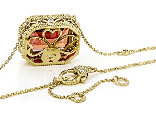 Judith Ripka 20.74ctw Lab Padparadscha Sapphire with Bella Luce® 14k Gold Clad Princess Necklace - Size 18