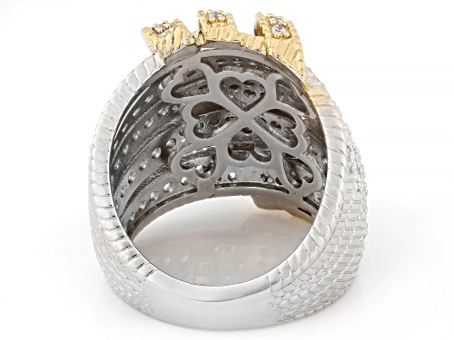 Judith Ripka 3.03ctw Bella Luce® Rhodium and 14k Yellow Gold Clad Harmony Two-Tone Wave Ring - Size 5