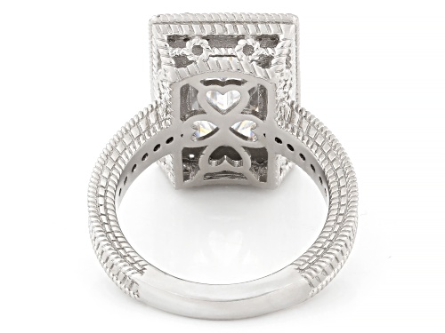 Judith Ripka 10.19ctw Elongated Emerald Cut Bella Luce® Rhodium Over Sterling Silver Toujours Ring - Size 9