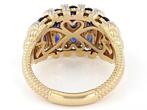Judith Ripka 4.98ctw Lab Blue Sapphire with White Bella Luce® 14k Gold Clad Rapture Ring - Size 9
