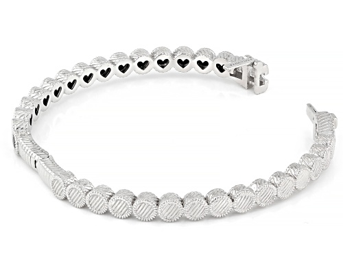 Judith Ripka 3.28ctw Black Diamond Simulant Rhodium Over Sterling Silver Bezel Set Bangle - Size 7.25