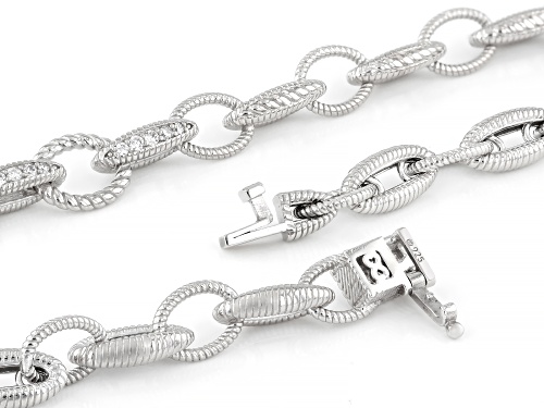 Judith Ripka 1.48ctw White Bella Luce® Rhodium over Sterling Silver Berge Rope & Pave Link Necklace - Size 18