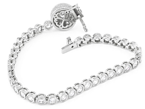 Judith Ripka 13.43ctw White Bella Luce® Rhodium Over Sterling Silver Haute Bezel Tennis Bracelet - Size 8