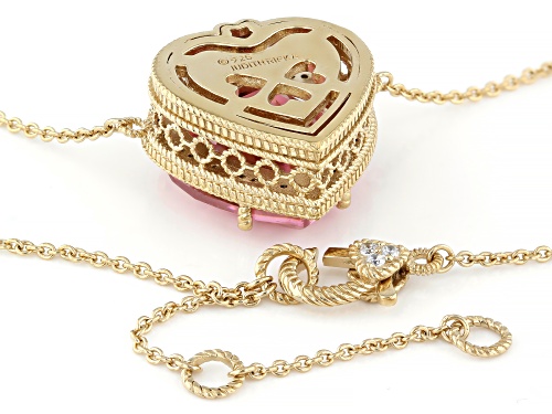 Judith Ripka 38.85ctw Bella Luce® Pink and White Diamond Simulant 18k Yellow Gold Clad Necklace