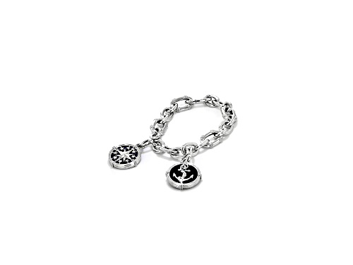 Judith Ripka Couture Ocean Reef Black Onyx With Blue Topaz Rhodium Over Silver Anchor Enhancer