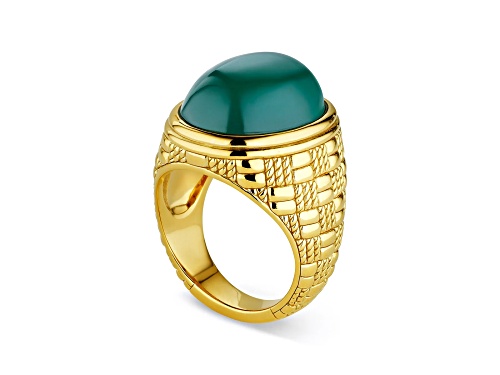 Judith Ripka Couture Ocean Reef Green Chalcedony 18K Gold Vermeil Ring - Size 7