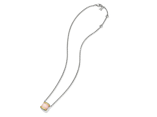 Judith Ripka Couture Eternity Rose Quartz over Mother-of-Pearl Doublet 925 & 18K Gold Necklace - Size 18