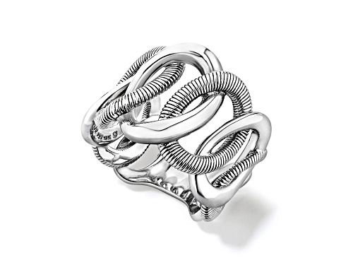 Judith Ripka Couture Eternity Rhodium Over Sterling Silver Interlocking Link Band Ring - Size 6