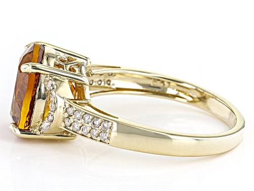 2.75ct Round Madeira Citrine With 0.15ctw Round White Diamond 10k Yellow Gold Ring - Size 7