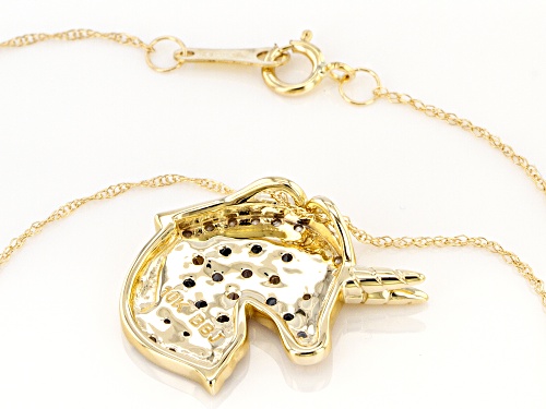 0.19ctw Multi-Color Sapphire With 0.09ctw White Sapphire 10k Yellow Gold Unicorn Pendant With Chain