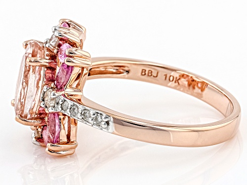 1.45ct Cor-De-Rosa Morganite(TM), 0.68ctw Sapphire With 0.20ctw Diamond 10K Rose Gold Ring - Size 8