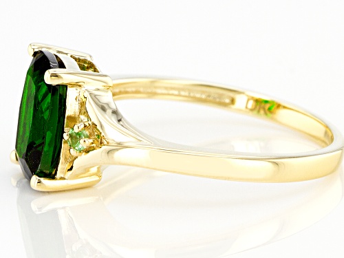 1.83ctw Green Cushion Chrome Diopside With 0.03ctw Green Round Tsavorite 10K Yellow Gold Ring - Size 9