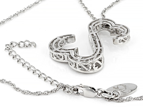 Open Hearts by Jane Seymour® 0.75ctw Round White Diamond Rhodium Over Sterling Silver Pendant
