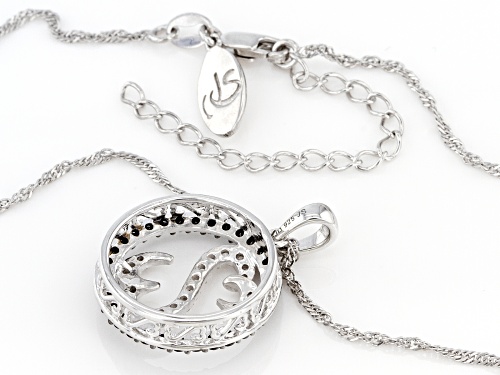 Open Hearts by Jane Seymour® Black Spinel And White Zircon Rhodium Over Sterling Silver Pendant
