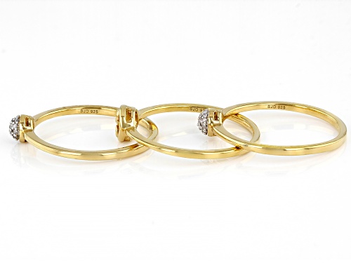 Open Hearts by Jane Seymour® .10ctw White Diamond 14k Yellow Gold Over Silver 3 Stackable Rings - Size 8