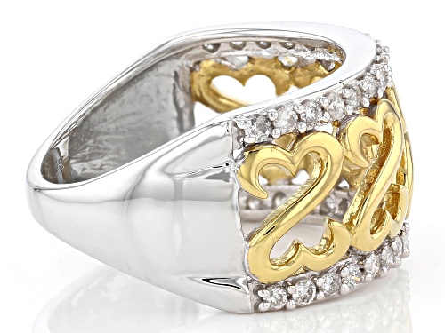 Open Hearts by Jane Seymour® .55ctw  White Diamond Rhodium And 14k Yellow Gold Over Silver Ring - Size 8