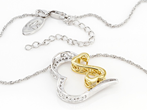 Open Hearts by Jane Seymour® 0.40ctw White Diamond Rhodium And 14k Yellow Gold Over Silver Pendant