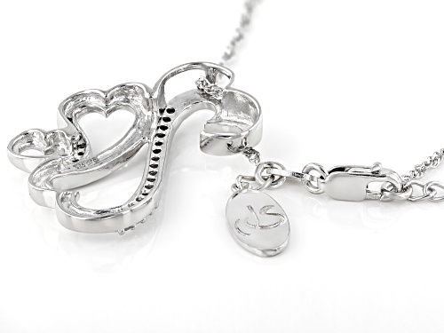 Open Hearts by Jane Seymour® Round White Diamond Rhodium Over Sterling Silver Pendant 0.25ctw