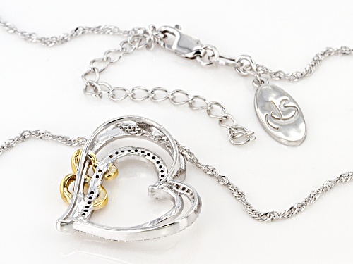 Open Hearts by Jane Seymour® White Diamond Rhodium And 14k Yellow Gold Over Sterling Silver Pendant
