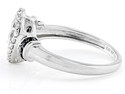 Open Hearts by Jane Seymour® White Diamond And Black Spinel Rhodium Over Sterling Silver Ring .35ctw - Size 6
