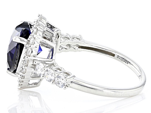 Joy & Serenity™ by Jane Seymour Bella Luce® Lab Sapphire & Diamond Simulant Silver Ring 5.60ctw - Size 10