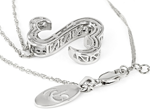 Open Hearts by Jane Seymour® 0.25ctw Round White Diamond 10k White Gold Slide Pendant With Chain
