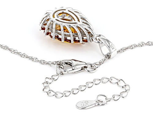 2.55ct Pear Shape Citrine With 1.14ctw Madeira Citrine Rhodium Over Sterling Silver Pendant/Chain
