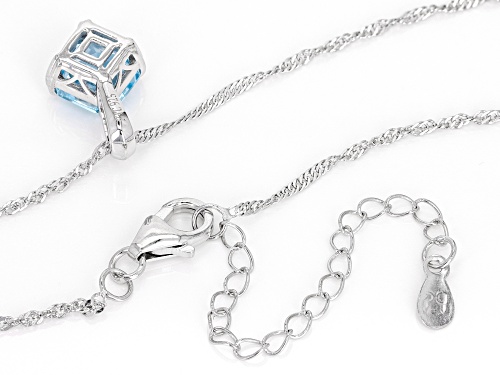 2.25ct Square Octagonal Glacier Topaz™ Rhodium Over Sterling Silver Pendant With Chain