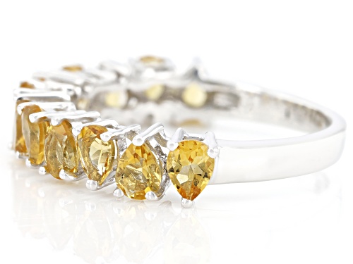 1.51ctw Pear Shape Brazilian Citrine Rhodium Over Sterling Silver Band Ring - Size 7