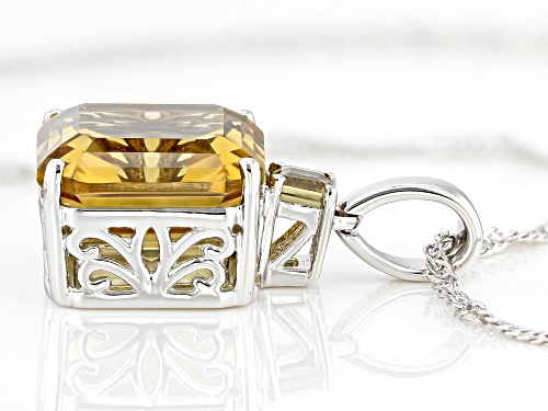 6.71ctw Square Octagonal Asscher cut & Square Champagne Quartz Rhodium Over Silver Pendant Chain
