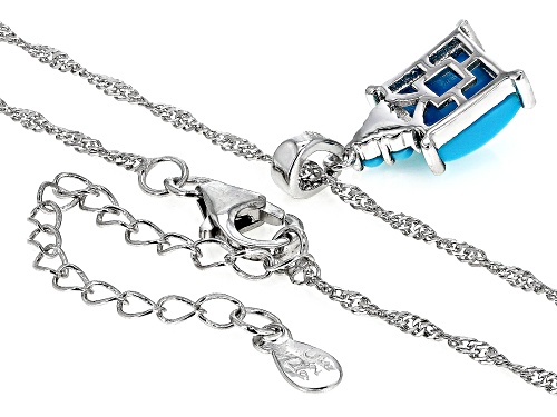 8mm & 2mm Sleeping Beauty Turquoise Rhodium Over Sterling Silver Pendant With Chain