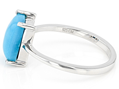 9x6mm Baguette Sleeping Beauty Turquoise Rhodium Over Sterling Silver Ring - Size 10