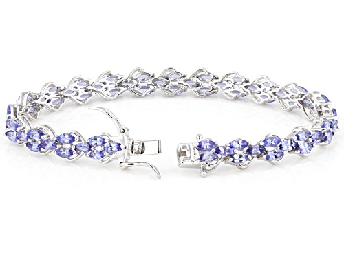 8.31ctw Marquise Tanzanite Rhodium Over Sterling Silver Bracelet - Size 8