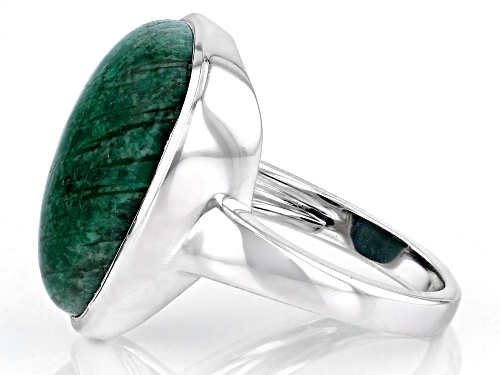 19x15mm Pear Shape Cabochon Amazonite Rhodium Over Sterling Silver Ring - Size 6
