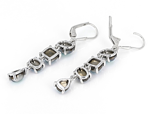 Blue Aurora Moonstone Rhodium Over Sterling Silver Dangle Earrings