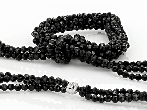 Black Spinel Rhodium Over Sterling Silver Heart Necklace - Size 28
