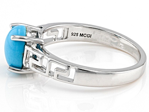 8x6mm Sleeping Beauty Turquoise Rhodium Over Sterling Silver Solitaire Ring - Size 10