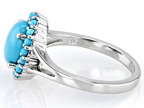 9x7mm Sleeping Beauty Turquoise Rhodium Over Sterling Silver Ring - Size 11