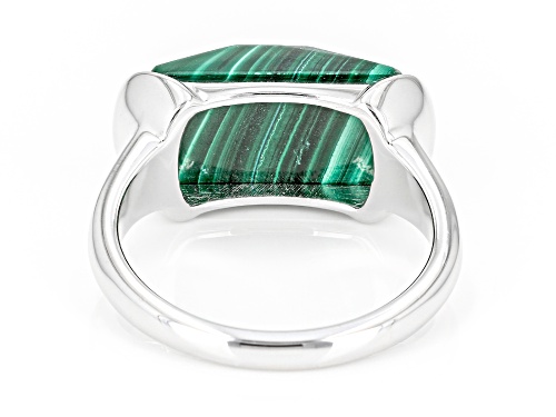 16x8mm Malachite Rhodium Over Sterling Silver Ring - Size 6