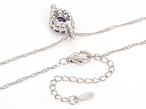 1.15ctw Tanzanite With 0.37ctw White Zircon Rhodium Over Sterling Silver Pendant With Chain