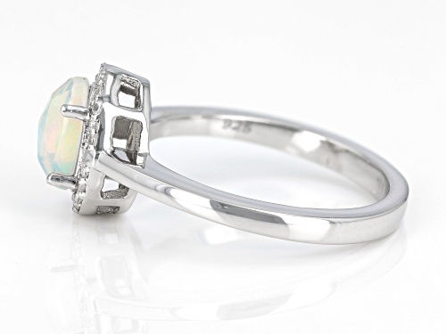 0.54ctw Ethiopian Opal with 0.18ctw White Zircon Rhodium Over Sterling Silver Ring - Size 6