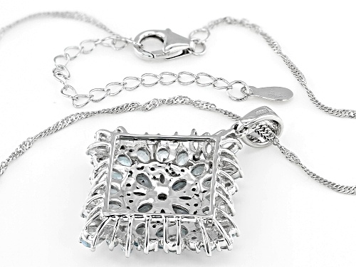6.21ctw Glacier Topaz™ Rhodium Over Sterling Silver Pendant with Chain